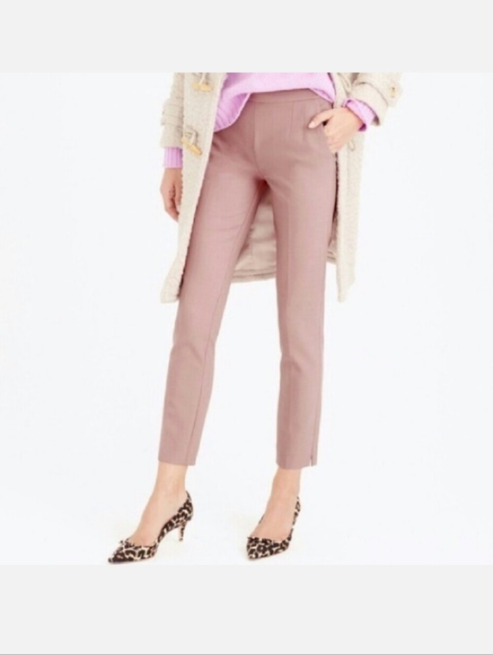 J. Crew Martie Slim Cropped Dress Pants in Mauve